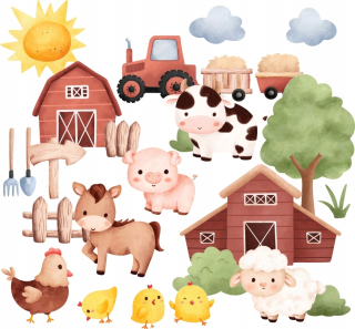 Samolepky na stenu ZVIERATKA FARM KRAJINA 50x100cm FM1